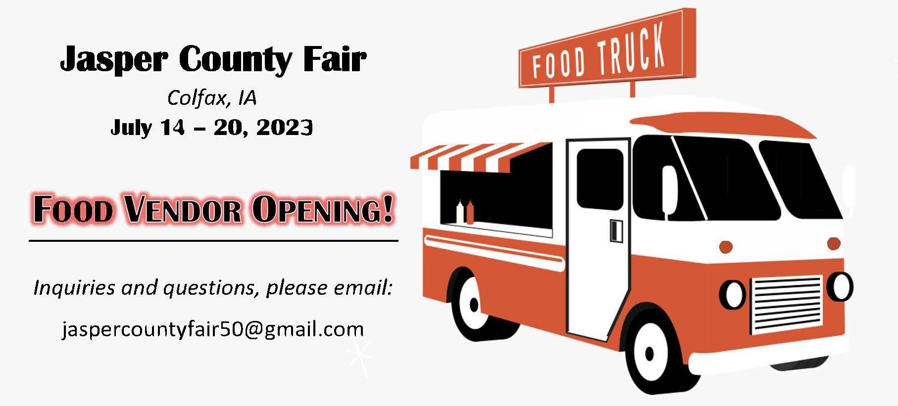 2023 Food Vendors Needed by Jasper County Fair